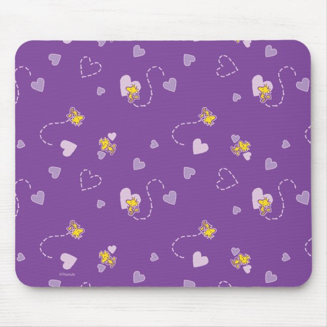 Peanuts | Woodstock Purple Heart Pattern Mouse Mat (Front)