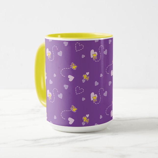 Peanuts | Woodstock Purple Heart Pattern Mug (Front Left)