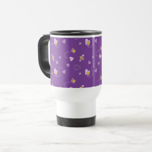 Peanuts   Woodstock Purple Heart Pattern Travel Mug