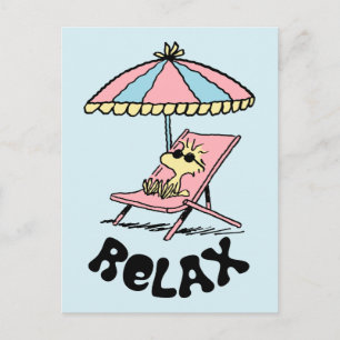 PEANUTS   Woodstock Relaxing at the Beach Postcard