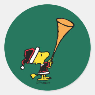 Peanuts   Woodstock Santa Claus Classic Round Sticker