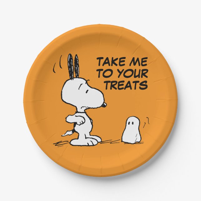 Peanuts | Woodstock Scares Snoopy Paper Plate (Front)
