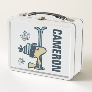 Peanuts Woodstock Ski Pro Add Your Name Metal Lunch Box