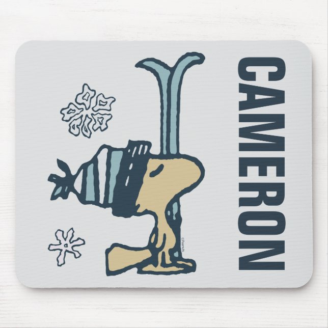 Peanuts | Woodstock Ski Pro | Add Your Name Mouse Mat (Front)