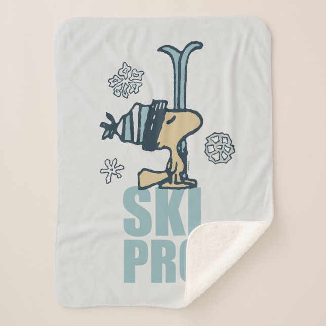 Peanuts | Woodstock Ski Pro Sherpa Blanket (Front)