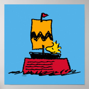 Peanuts   Woodstock Snoopy Dish Sail Boat Poster