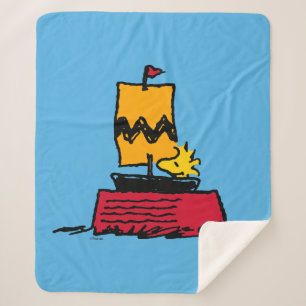 Peanuts   Woodstock Snoopy Dish Sail Boat Sherpa Blanket