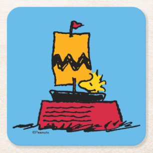Peanuts   Woodstock Snoopy Dish Sail Boat Square Paper Coaster
