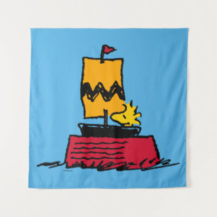 Peanuts Woodstock Snoopy Dish Sail Boat Tapestry