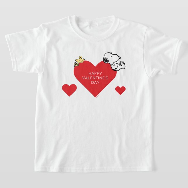 Peanuts | Woodstock & Snoopy Valentine T-Shirt (Laydown)