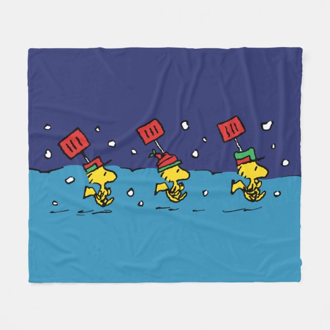 Peanuts | Woodstock Snow Shovel Team Fleece Blanket (Front (Horizontal))