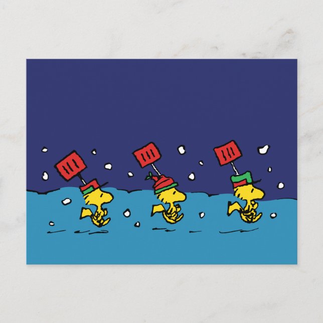 Peanuts | Woodstock Snow Shovel Team Holiday Postcard (Front)