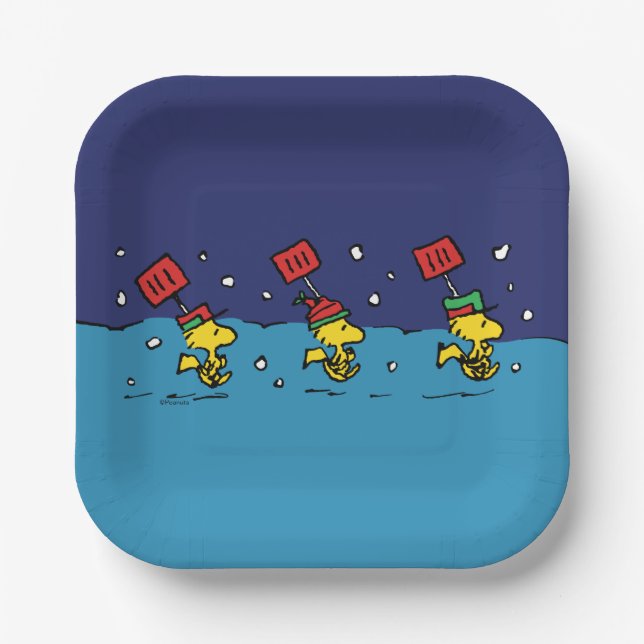 Peanuts | Woodstock Snow Shovel Team Paper Plate (Front)