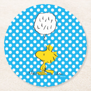Peanuts Woodstock Speaks & Polka Dots Round Paper Coaster