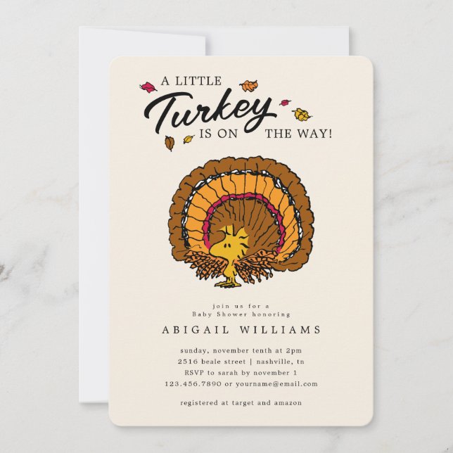 Peanuts | Woodstock Turkey Baby Shower Invitation (Front)