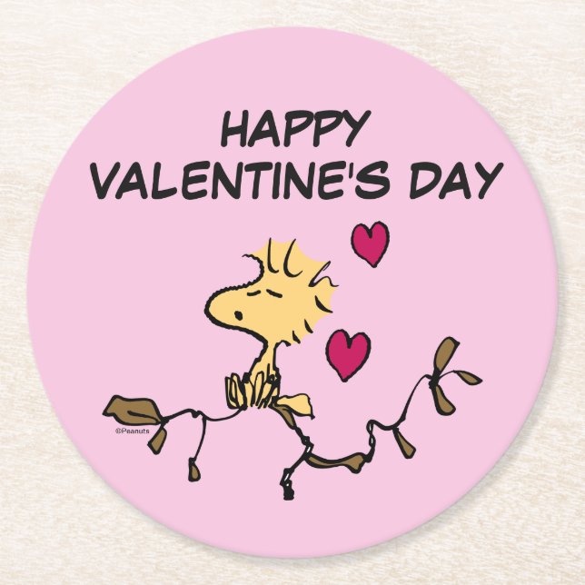 Peanuts | Woodstock Whistle Round Paper Coaster (Front)