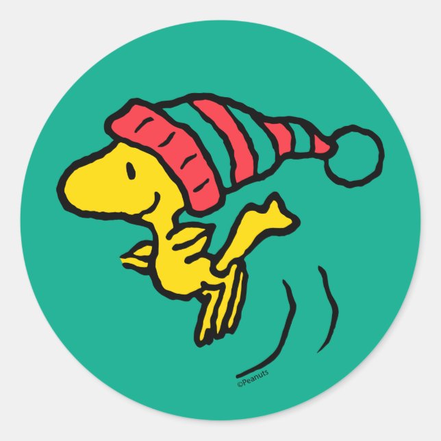 Peanuts | Woodstock Winter Beanie Cap Classic Round Sticker (Front)