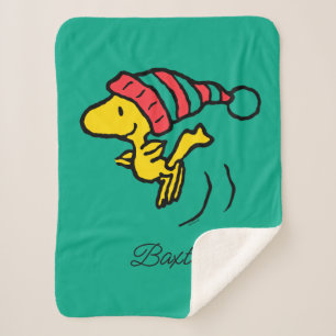 Peanuts   Woodstock Winter Beanie Cap Sherpa Blanket