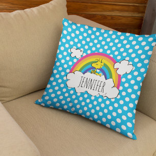 PEANUTS Woodstock's Rainbow Polka Dots Cushion