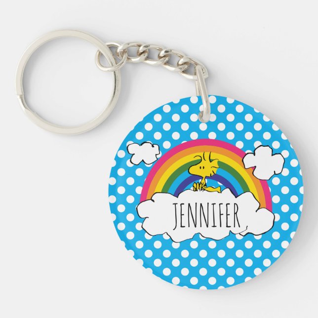 PEANUTS | Woodstock's Rainbow Polka Dots Key Ring (Front)