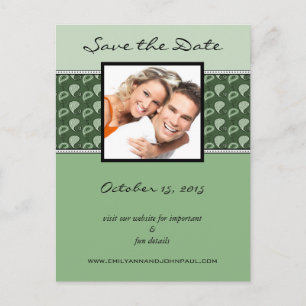PeaPod Green Paisley Save The Date Your Photos Announcement Postcard