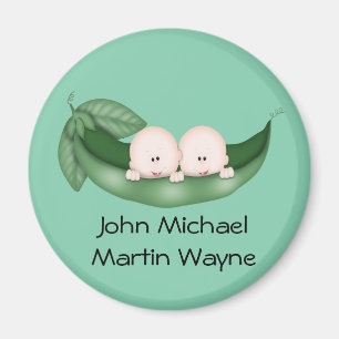Peapod Twins Baby Shower Favours Magnet