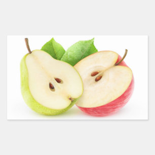 Pear and apple halves rectangular sticker
