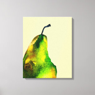 Pear art cute watercolor fruit canvas print