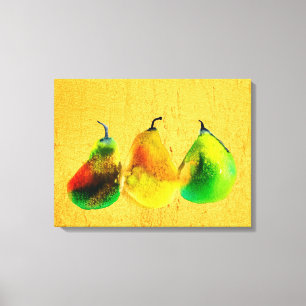 Pear art cute watercolor fruit canvas print