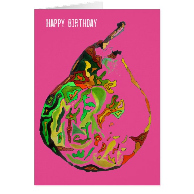Pear art original pop art watercolour illustration (Front)