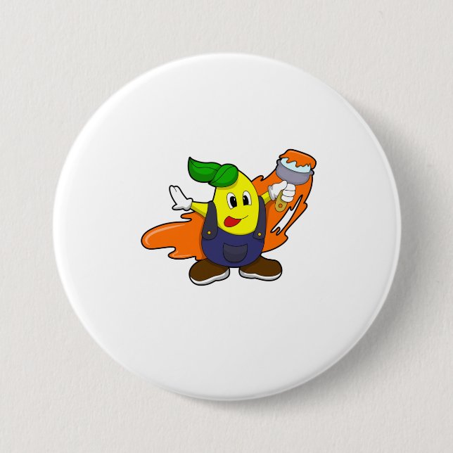 Pear as Painter with Paint brush 7.5 Cm Round Badge (Front)
