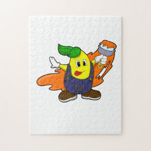 Pear as Painter with Paint brush Jigsaw Puzzle
