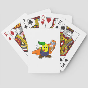 Pear as Painter with Paint brush Playing Cards