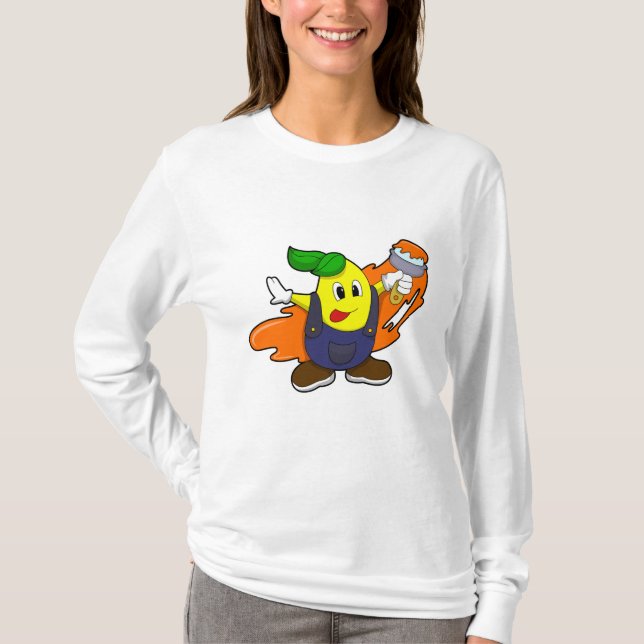 Pear as Painter with Paint brush T-Shirt (Front)
