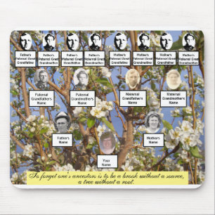 Pear Blossom Family Tree Quote and Photos Mouse Mat