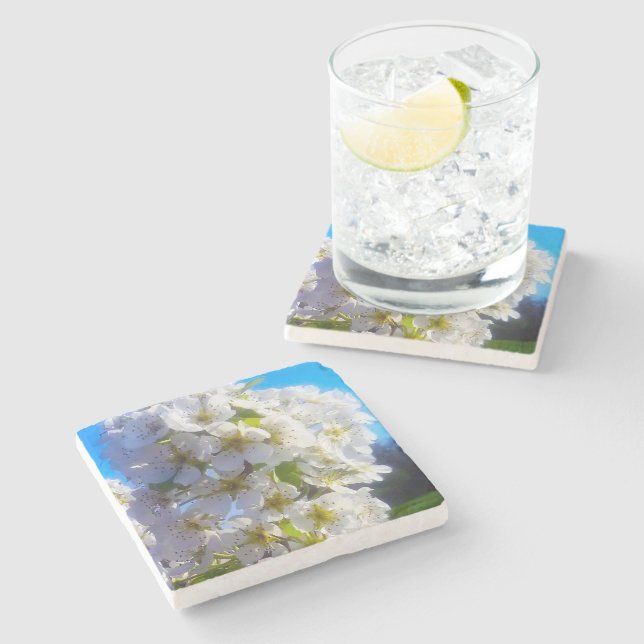  Pear Blossoms  Stone Coaster (Side)