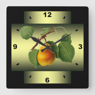 Pear ~ Botanical Fruit ~ Giorgio Gallesio ~ * ~ Square Wall Clock