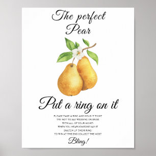 Pear bridal shower Put a ring on it game Poster