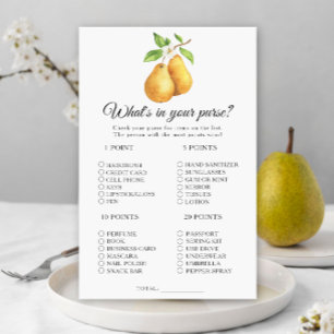 Pear bridal shower What's in your purse game