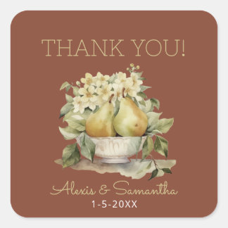 Pear-fect Brown and Green Wedding Favour Tags