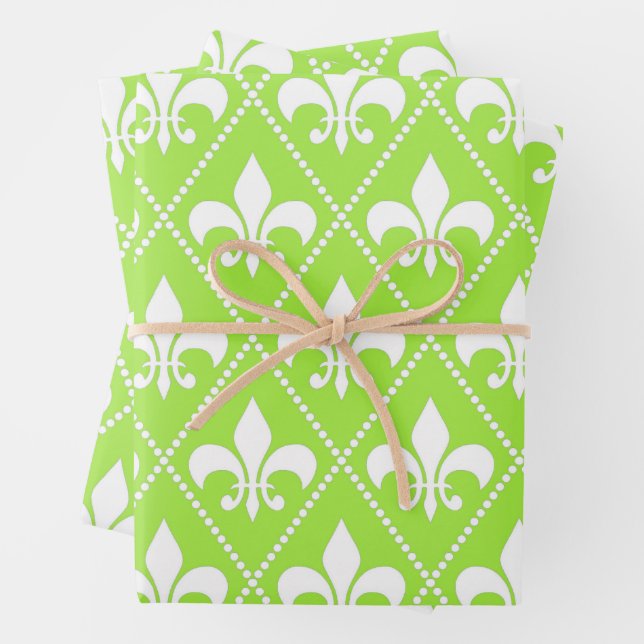 Pear Fleur de Lis Wrapping Paper Sheet (In situ)
