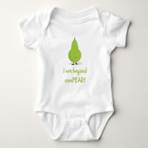 Pear Fruit Food Pun Cute Positive Cartoon Baby Bodysuit