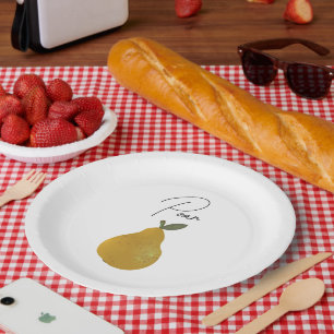 Pear Fruit Illustration Paper Plate