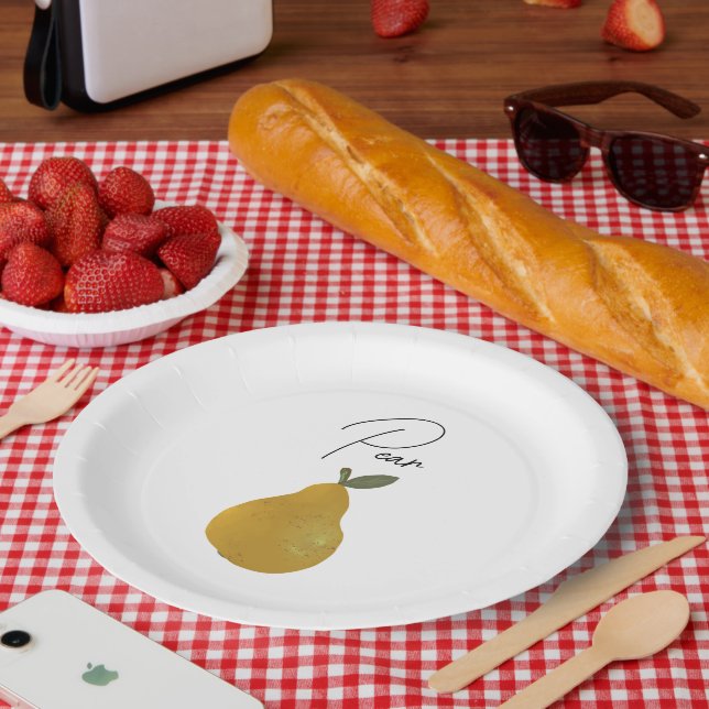 Pear Fruit Illustration  Paper Plate (Picnic)