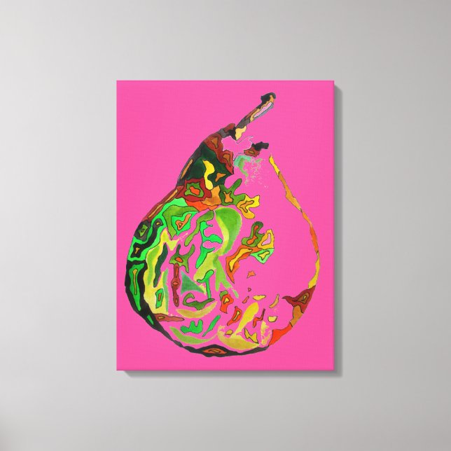 Pear fruit pop art watercolour art illustration canvas print (Front)