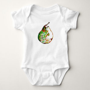 Pear fruit pop art watercolour illustration baby bodysuit