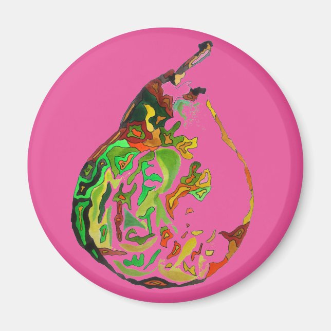 Pear fruit pop art watercolour illustration magnet (Front)