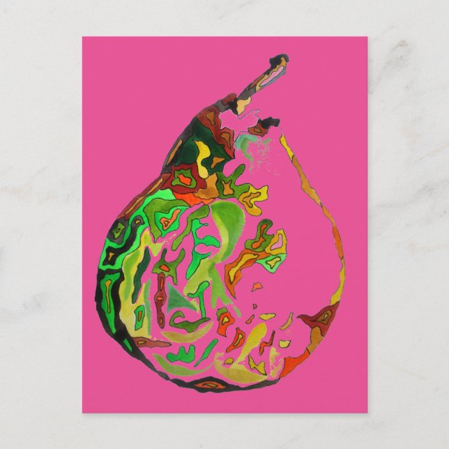 Pear fruit pop art watercolour illustration postcard (Front)