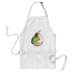 Pear fruit pop art watercolour illustration standard apron