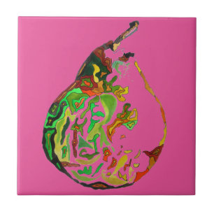Pear fruit pop art watercolour illustration tile